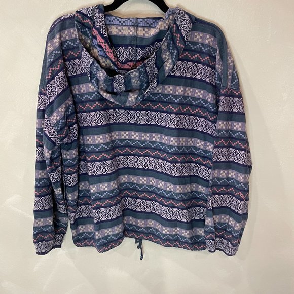 Vintage 90s Paris Sport Club Hoodie in Blue and Pink Print in Size OS - Picture 5 of 9